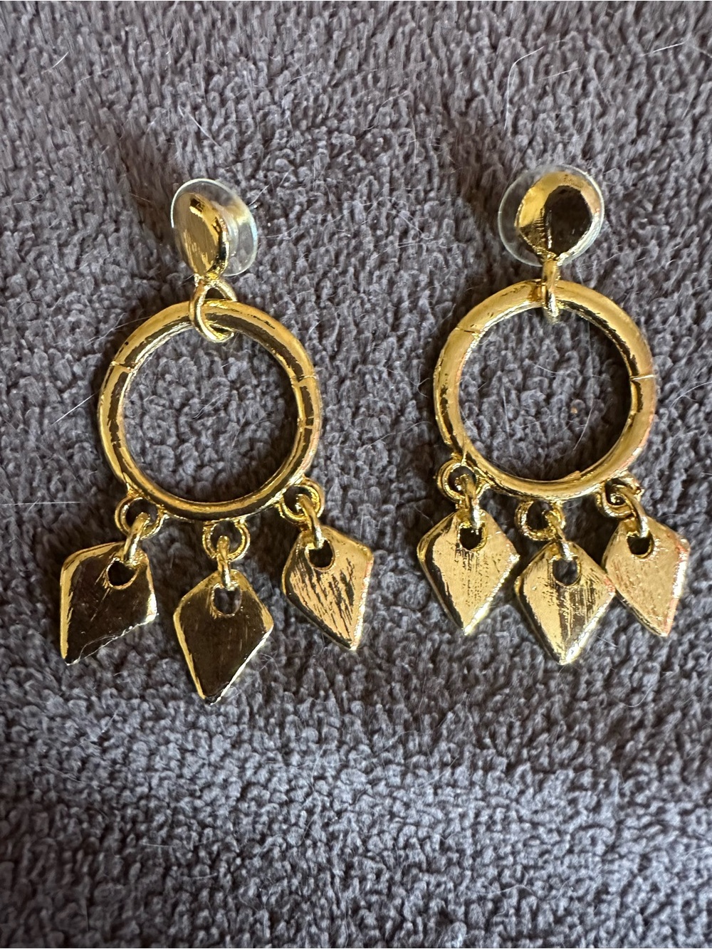 Nordstrom Gold-Tone Hoop Earrings with Three Geometric Drops